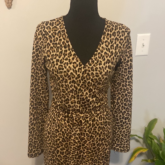 Meow!!! Fun Leopard Print Faux Wrap Dress - Picture 2 of 8